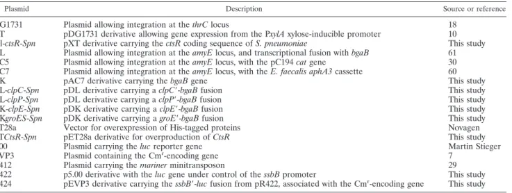TABLE 2. Plasmids used in this study