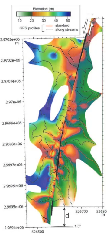 Figure 9. Digital elevation model (DEM) of location P02 and the offset