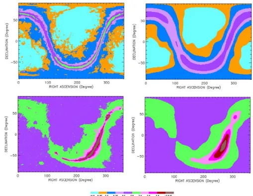 Fig. 1. (Top) Line emission and (bottom) continuum background in units of equivalent temperature in 20-MHz bandwidth
