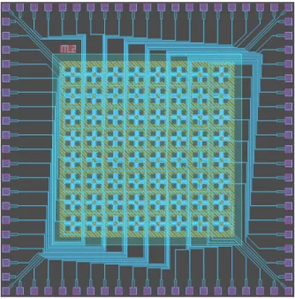 Figure 9. Différentes structures thermopiles réalisées.  La figure 10 présente un capteur thermopile (1 pixel) sur son embase