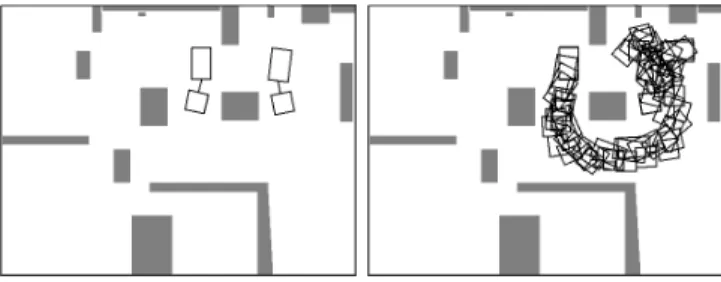 Fig. 3. A rst collision-free path that does not take into account the nonholonomic constraints.