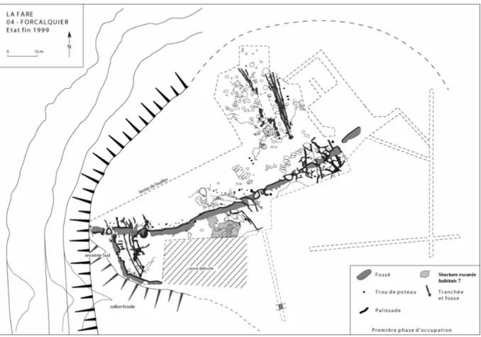 Figure 3 : Plan des structures attribuées à la première phase d'occupation du Néolithique final