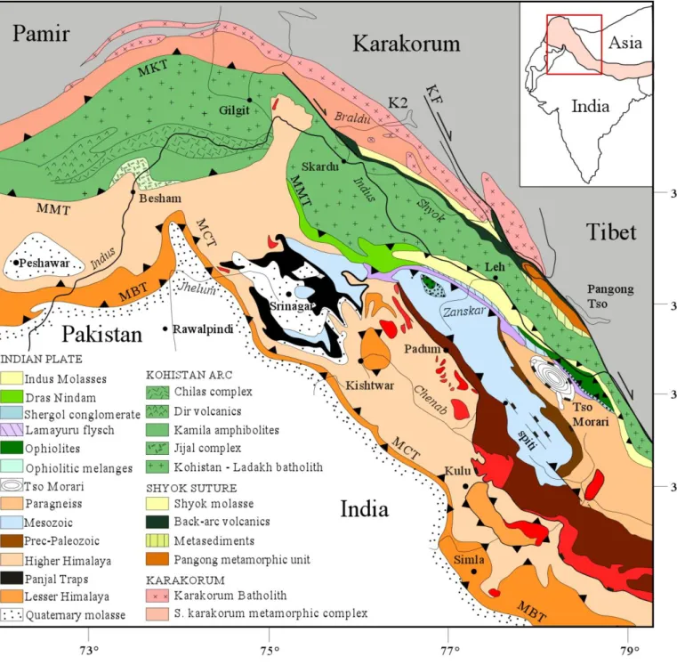 Figure 1 : Geological map of the Northwestern Himalaya with the location of the figure2