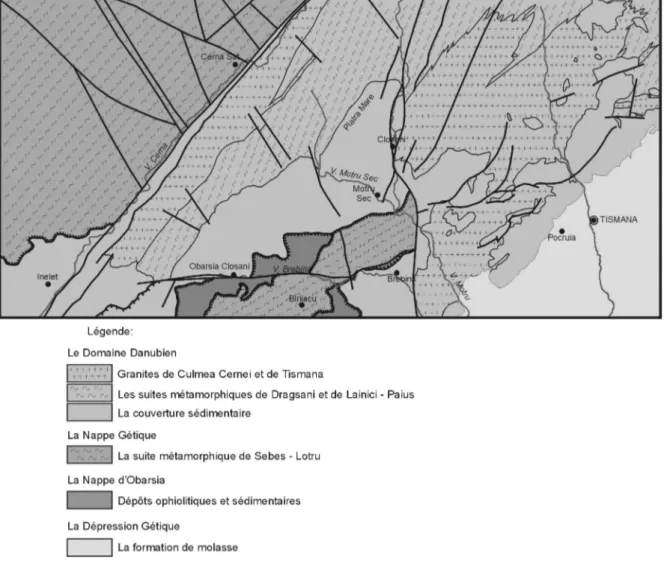 Fig. 1.2. Cadre structural schématique (d’après Bercia et al., 1977, Pop et al., 1975)