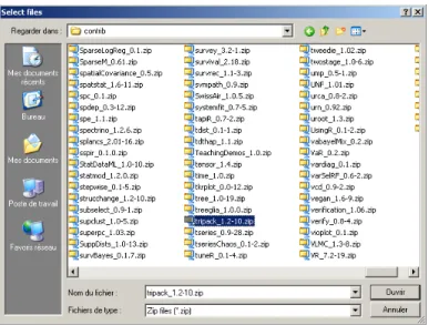 Fig. 2 – S´ election d’un package sur le CD d’installation. Noter qu’il convient de charger les librairies sur le CD qui a install´ e le programme