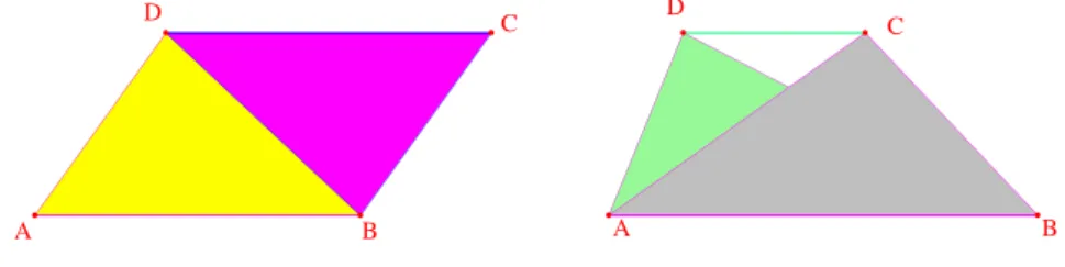 Figure 15 – Lemmes du parall´ elogramme et du trap` eze