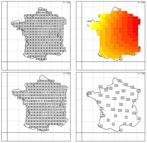 Fig. 4 – Estimation d’une variable r´ egionalis´ ee sur une grille de points par