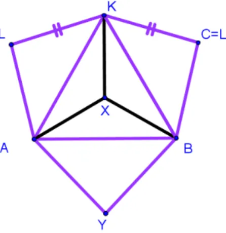 Figure 17  Schéma d'essai de construction d'un deltaèdre dont un sommet d'ordre 3 et un sommet d'ordre 4 sont reliés par une arête.