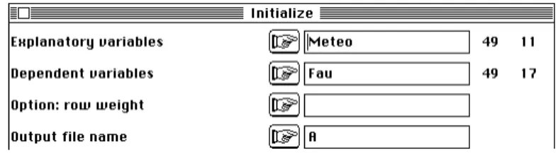 Figure 2 : Régression PLS à une composante explicative. Les vecteurs x sont des variables explicatives et les vecteurs y sont des variables dépendantes