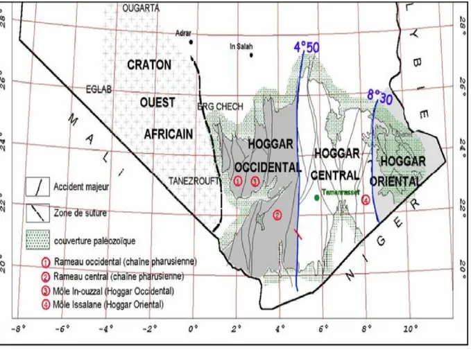 Fig 3 Carte géologique du Hoggar. 