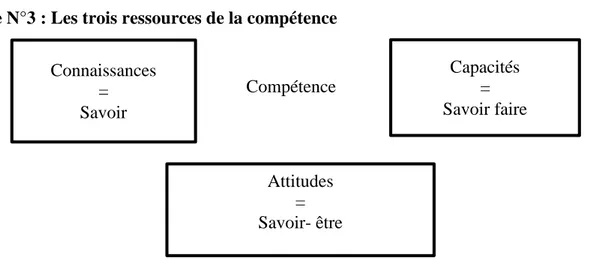 Figure N°3 : Les trois ressources de la compétence  