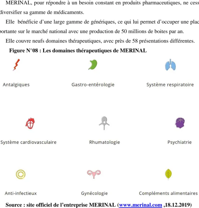 Figure N°08 : Les domaines thérapeutiques de MERINAL 