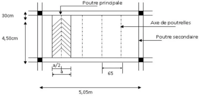 Figure III.1.3 : surface revenant aux poutrelles. 
