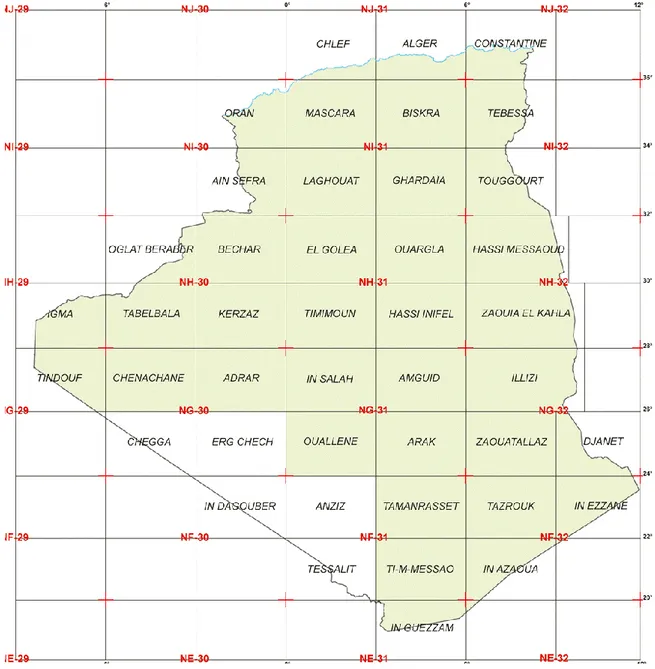 Figure III.11: les fuseaux horaires dont lesquels est situés l'Algérie 