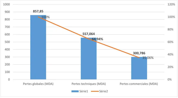 Figure 02: Representation des pertes techniques et Commerciales