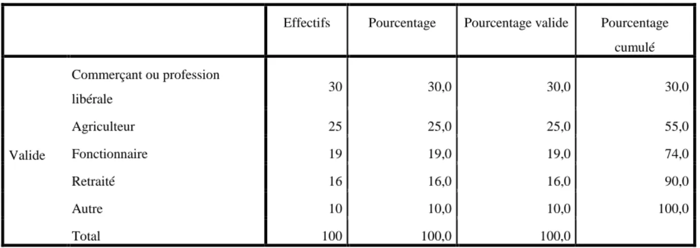 Tableau N°10: La fonction des répondants 