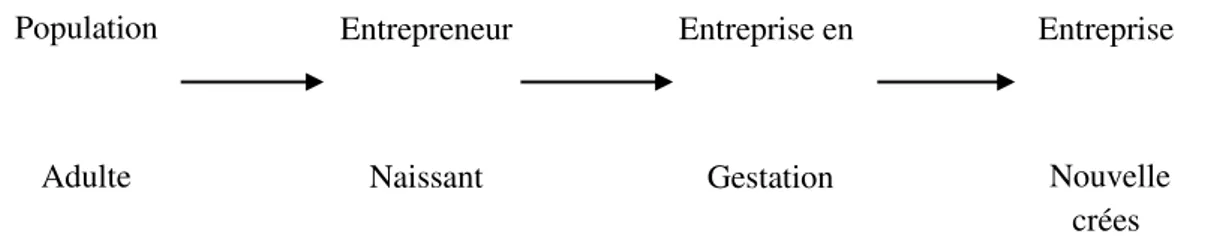 Figure N°2 : Les principales étapes du processus entrepreneurial selon Paul Reynolds et  Samis White