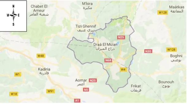 Figure 6 : Carte de la commune de D.E.M (APC de D.E.M, 2016) 