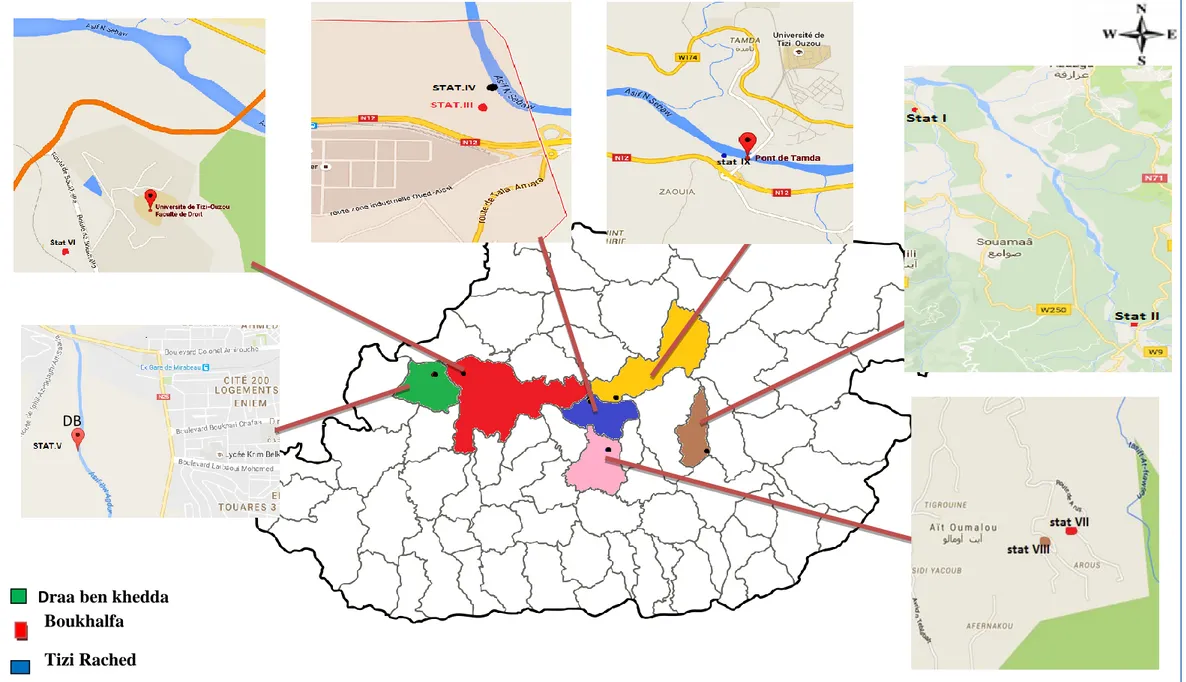 Fig 20 :  Localisation  géographique des stations d’études dans la wilaya de Tizi-Ouzou ( Google map ,2016)      Boukhalfa   