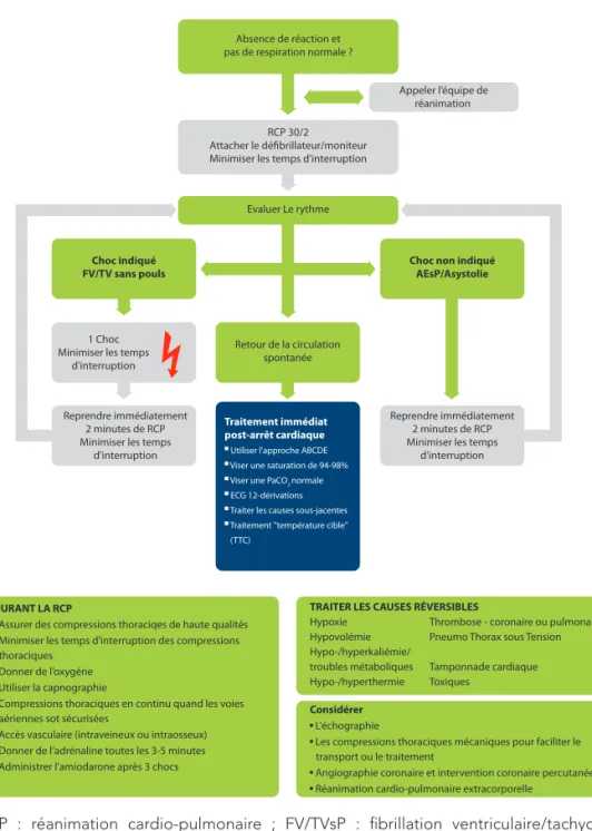 Figure 1.7   Algorithme de la réanimation cardio-pulmonaire avancée.