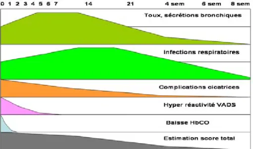Figure 1  : régressions des complications liées au tabagisme au cours du temps  après le sevrage [4].