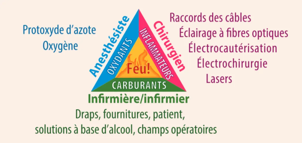 Figure 1. Illustre les trois éléments nécessaires pour allumer un feu : l’oxygène, le carburant et la source  d’allumage.