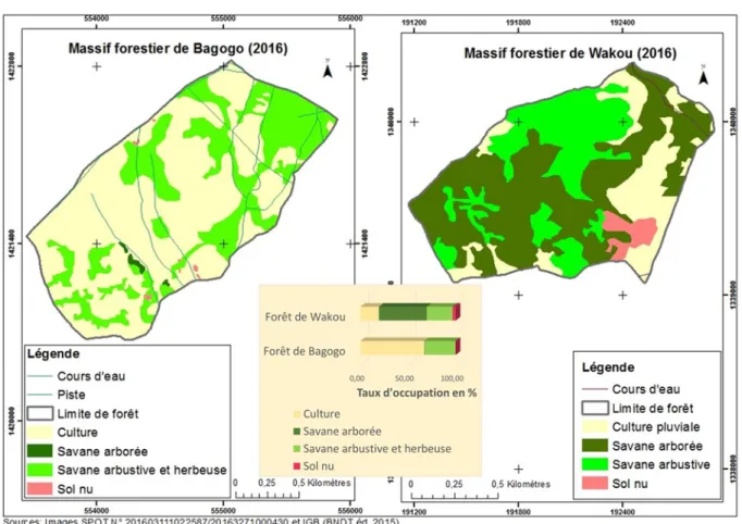 Figure 5 : Variabilité de l’occupation des terres dans le secteur nord soudanien  Concernant  le  secteur  sud  soudanien,  c’est  la  portion 