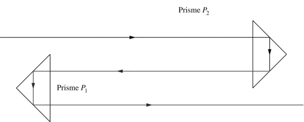 FIG. 9 – Deux prismes `a r´eflexion totale P 1 et P 2 .
