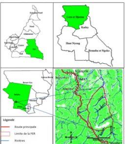 Figure 1 : Localisation de la région de L’Est et de la zone d’étude 