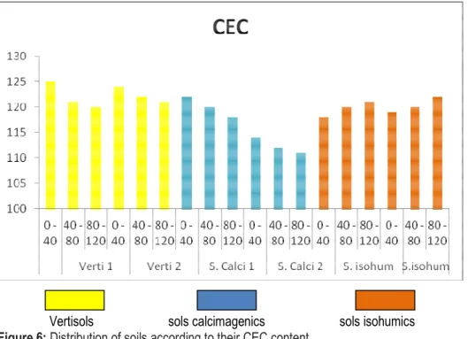 Figure 6: Distribution of soils according to their CEC content.  Theoretically,  CEC  is  a  parameter  that  would  depend  on  both  the  clay  fraction  and  the  organic  matter