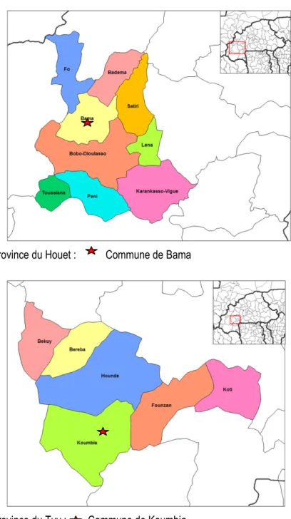Figure 1 : Cartes des sites d’étude (source :  https://fr.wikipedia.org/ )  MATERIEL ET METHODES 