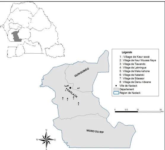 Figure 1  : Zone d’étude : Région de Kaolack 