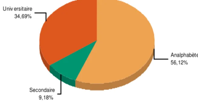 Figure 5 : Niveau d’étude des enquêtés (Enquête début mois de mars au fin août 2014) ; 