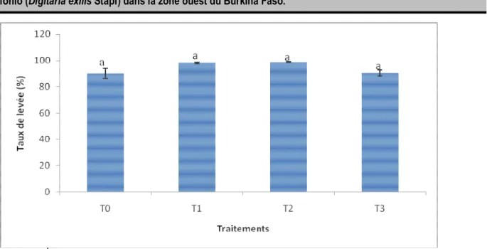 Figure 1 : Évolution du taux de levée de la variété de Fonio CVF 109  Inventaire  des  insectes  dans  le  champ  de  fonio : 