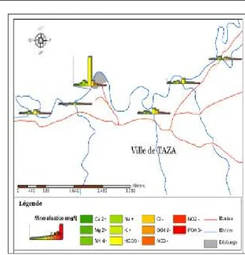 Figure 7 : Évolution des métaux lourds en (mg/l).  Figure 8 : Carte de la minéralisation en (mg/l)