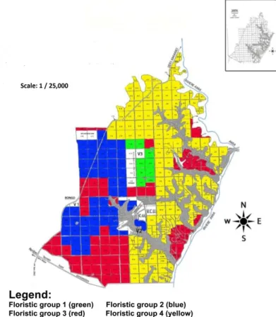 Figure 5: Map of the distribution of the four groups of weed in the AIU  