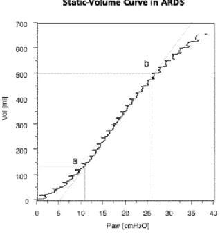 Fig. 7-3 shows a P-V curve obtained by the low constant flow method in an ARDS patient