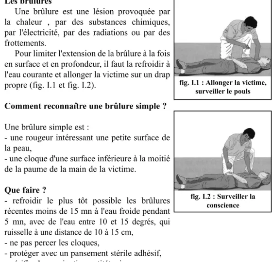 fig. I.1 : Allonger la victime,  surveiller le pouls