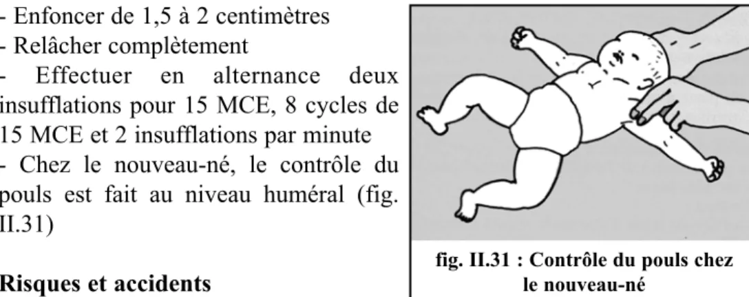 fig. II.31 : Contrôle du pouls chez  le nouveau-né