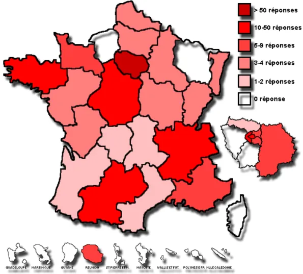 Figure 13 : Nombre de réponses selon les régions 
