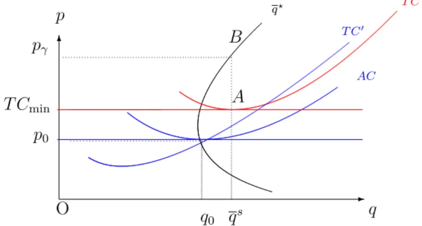 Figure 1.2 – Standard Equilibrium and γ-equilibrium : Case 2 -6 ACT C0 T Cp q O q 0 q ?qsABpγp0T Cmin