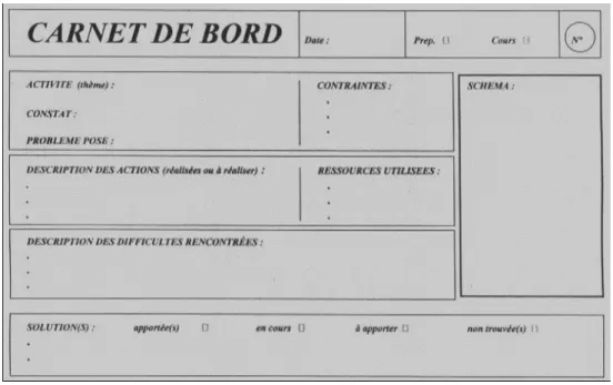 Figure 2 : Le carnet de bord