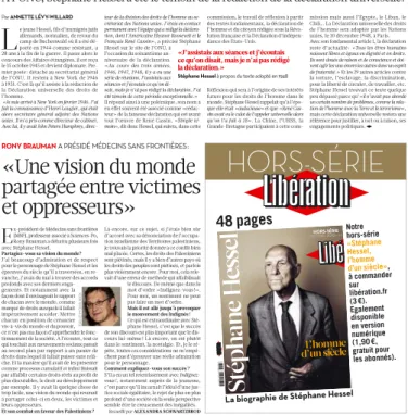 Figure n° 9 : « Stéphane Hessel témoin » Journal Libération. 