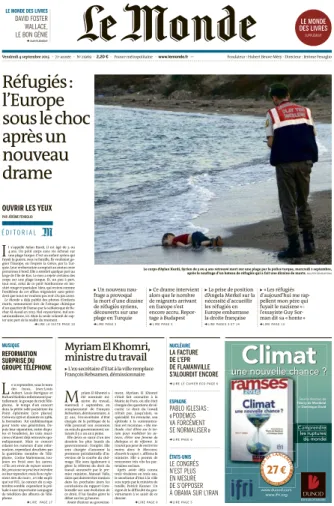 Figure n° 4 : Aylan Kurdi présenté par la presse française (et  européenne). Cf. page 445, Vol