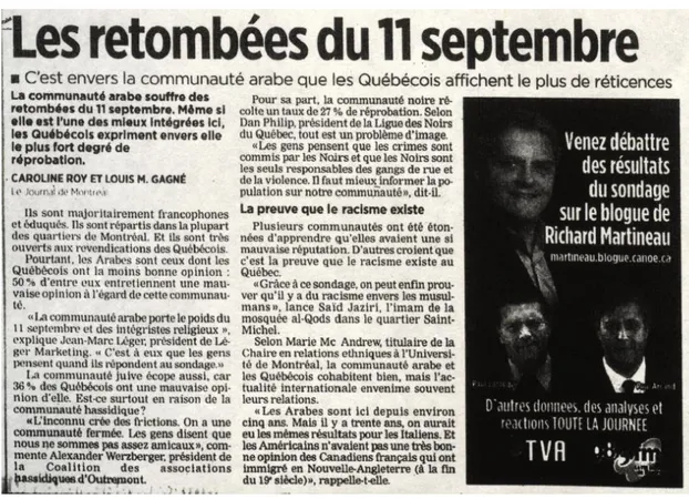 Figure 6 – Publicité pour le médiablogue de Richard Martineau dans Le Journal   de Montréal 