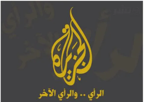 Fig. 5 Logo d’Al Jazeera  avec le slogan de la chaîne « L’opinion, et l’opinion opposée »