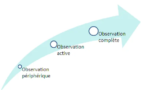 Figure 7. Les 3 formes d’observation participante établies par Adler et Adler (1987) 