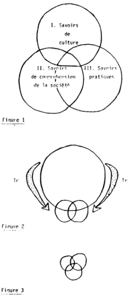 Fig. 1 a 3 : Une distinction possible dans les types de savoirs: types 1