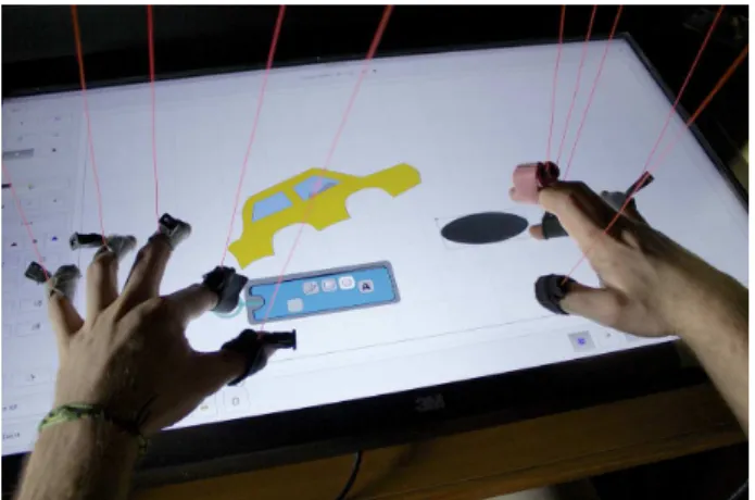 Figure 2: Notre application de dessin vectoriel intègre une GUI, mais elle peut être entièrement contrôlée grâce aux interactions  Adoirac-courcix.