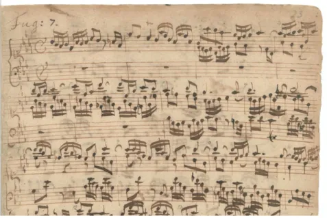 Figure 0.1 – Début du manuscrit de la fugue en Mi [ majeur BWV 852 de Jean-Sébastien Bach (1722).